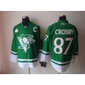 Penguins #87 Sidney Crosby Stitched Green St Patty's Day Jersey