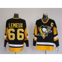 Penguins #66 Mario Lemieux Stitched Black Mitchell Ness Jersey