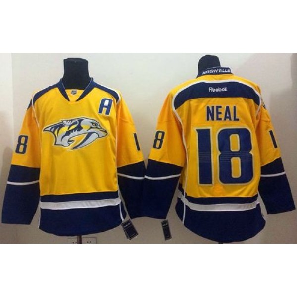 Predators #18 James Neal Yellow Home Stitched Jersey