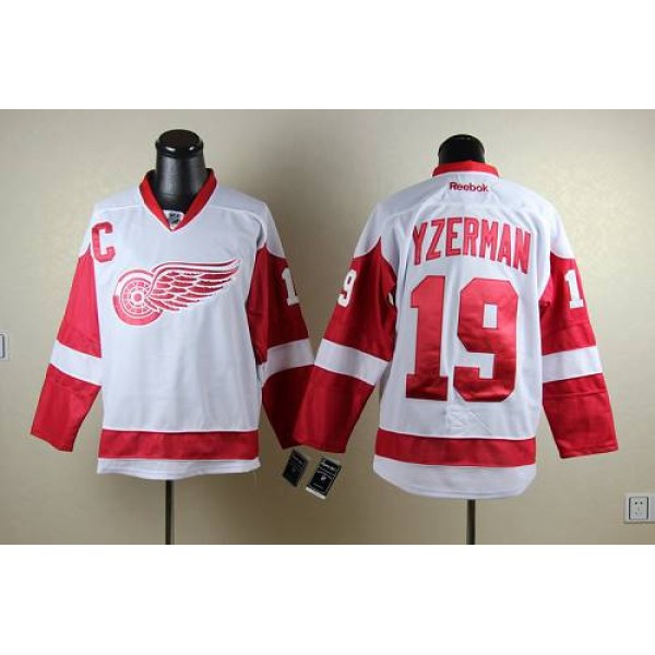 Red Wings #19 Steve Yzerman White Stitched Jersey