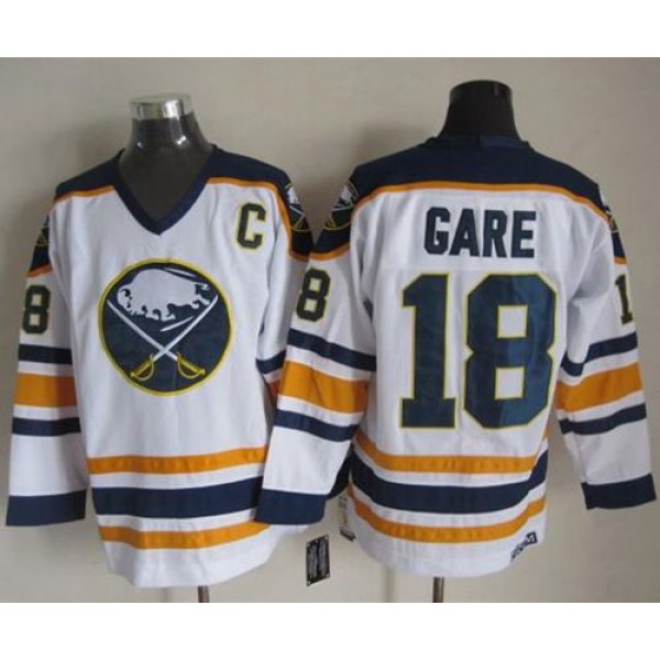 Sabres #18 Danny Gare White CCM Throwback Stitched Jersey