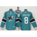 Sharks #8 Joe Pavelski Teal 2016 Stanley Cup Final Patch Stitched Jersey