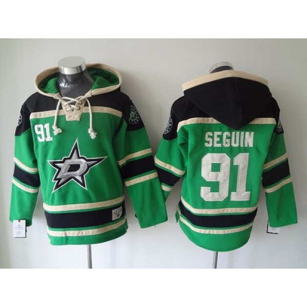Stars #91 Tyler Seguin Green Sawyer Hooded Sweatshirt Stitched Jersey