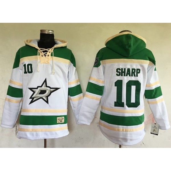Stars #10 Patrick Sharp White Sawyer Hooded Sweatshirt Stitched Jersey