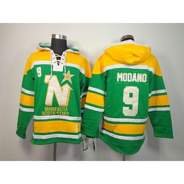 Stars #9 Mike Modano Green Sawyer Hooded Sweatshirt Stitched Jersey