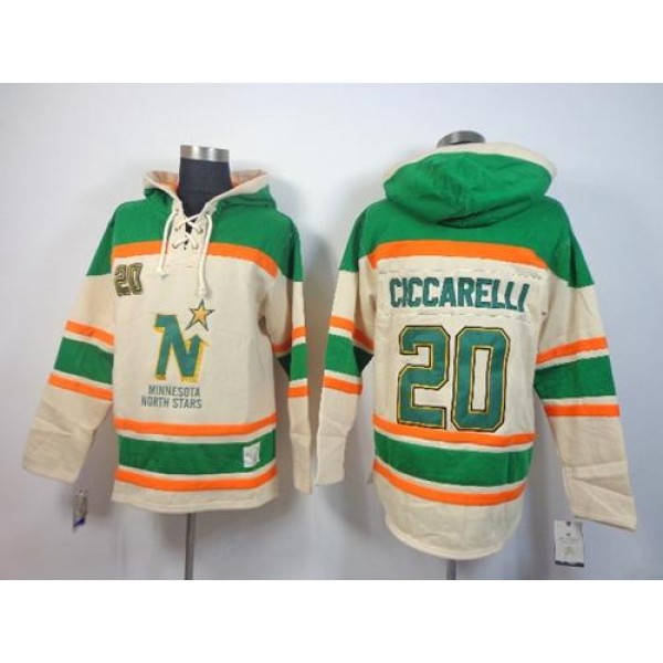 Stars #20 Dino Ciccarelli Cream Sawyer Hooded Sweatshirt Stitched Jersey