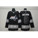 Washington Capitals #8 Alex Ovechkin Black Team Logo Stitched Jersey