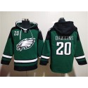 Philadelphia Eagles #20 Brian Dawkins Green Lace-Up Pullover Hoodie
