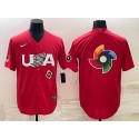 USA 2023 Red World Big Logo With Patch Classic Stitched Jersey