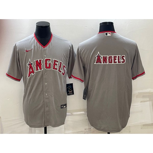Los Angeles Angels Gray Team Big Logo Cool Base Stitched Jersey
