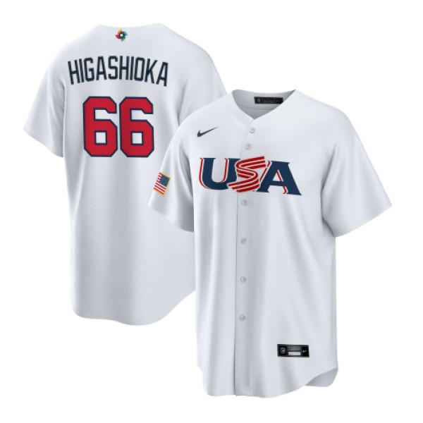 USA #66 Kyle Higashioka 2023 White World Classic Stitched Jersey