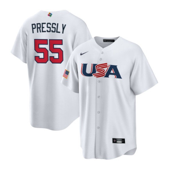 USA #55 Ryan Pressly 2023 White World Classic Stitched Jersey