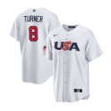 USA #8 Trea Turner 2023 White World Classic Stitched Jersey