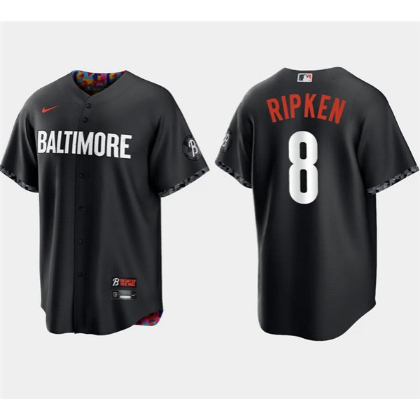 Baltimore Orioles #8 Cal Ripken Jr. Black 2023 City Connect Cool Base Stitched Jersey