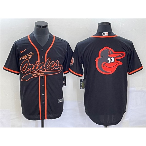 Baltimore Orioles Black Team Big Logo Cool Base Stitched Jersey