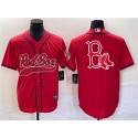 Boston Red Sox Red Team Big Logo With Patch Cool Base Stitched Jersey