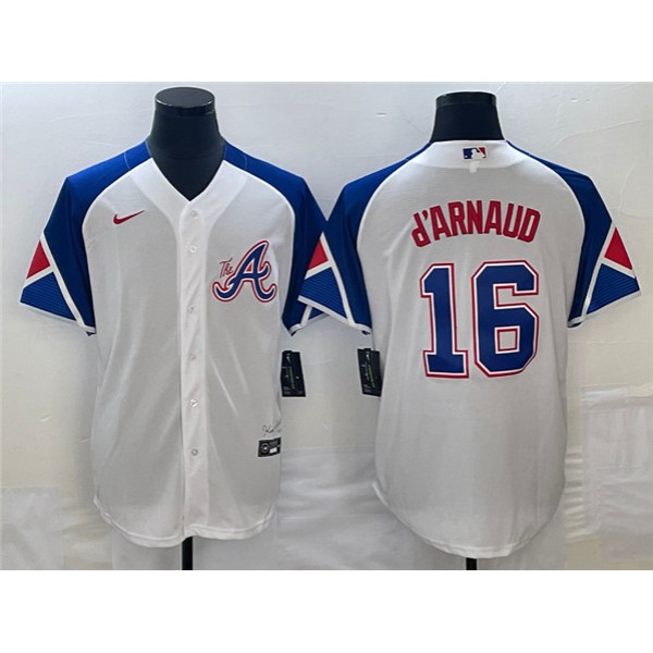 Atlanta Braves #16 Travis D'Arnaud White 2023 City Connect Cool Base Stitched Jersey