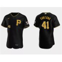 Pittsburgh Pirates #41 Carlos Santana Black Flex Base Stitched Jersey