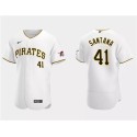 Pittsburgh Pirates #41 Carlos Santana White Flex Base Stitched Jersey