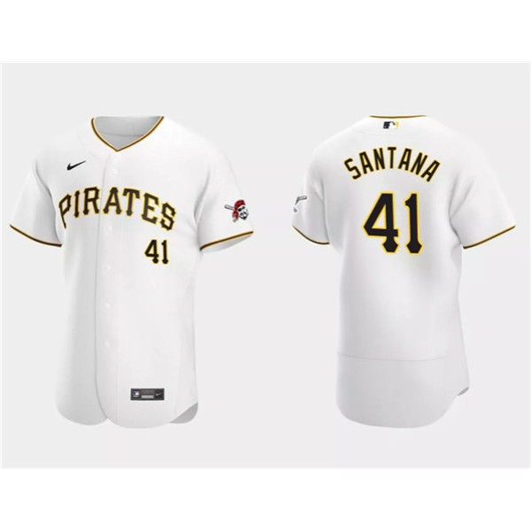 Pittsburgh Pirates #41 Carlos Santana White Flex Base Stitched Jersey