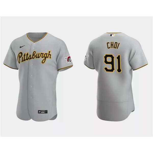 Pittsburgh Pirates #91 Ji Man Choi Gray Flex Base Stitched Jersey