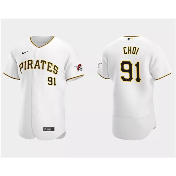 Pittsburgh Pirates #91 Ji Man Choi White Flex Base Stitched Jersey