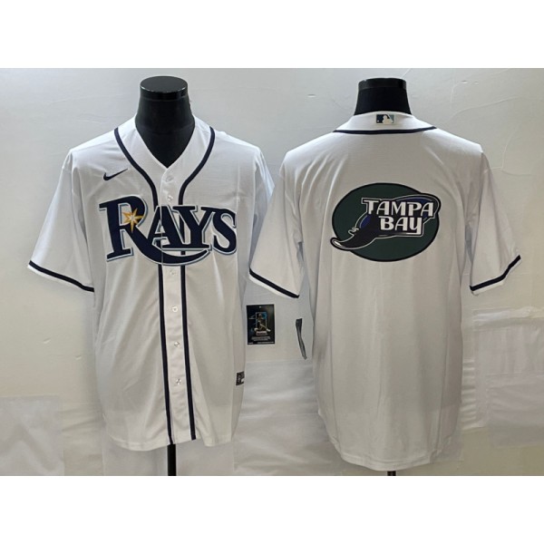 Tampa Bay Rays White Team Big Logo Cool Base Stitched Jersey