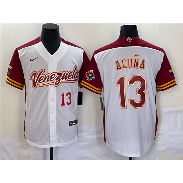 Venezuela #13 Venezuela Acuña Jr. 2023 White World Classic With Patch Stitched Jersey