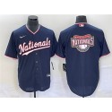 Washington Nationals Navy Big Logo In Back Stitched Jersey
