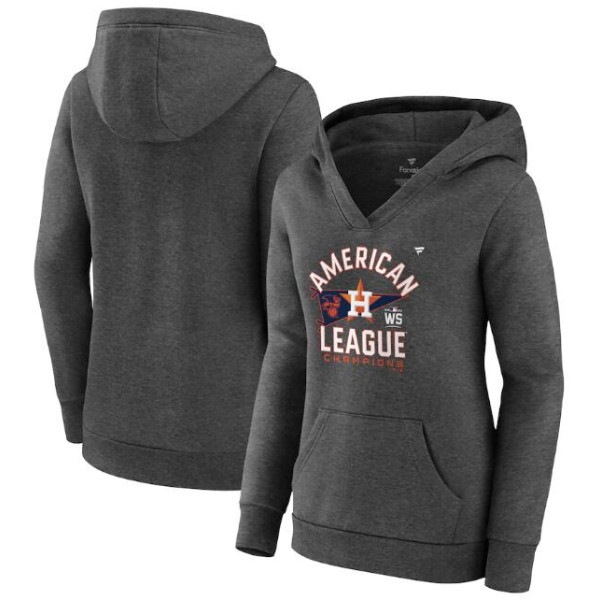 Women's Atlanta Braves 2021 Heathered Charcoal National League Champions Locker Room Pullover Hoodie(Run Small)