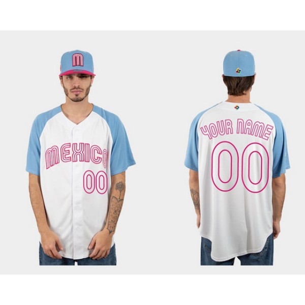 Mexico Baseball ACTIVE PLAYER Custom White Blue 2023 World Baseball Classic Stitched Jersey