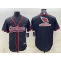 Arizona Cardinals Black Team Big Logo With Patch Cool Base Stitched Baseball Jersey