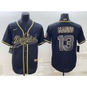 Miami Dolphins #13 Dan Marino Black Gold With Patch Cool Base Stitched Baseball Jersey