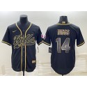 Buffalo Bills #14 Stefon Diggs Black Gold With Patch Cool Base Stitched Baseball Jersey