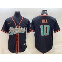 Miami Dolphins #10 Tyreek Hill Black With Patch Cool Base Stitched Baseball Jersey