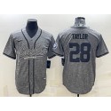 Indianapolis Colts #28 Jonathan Taylor Grey With Patch Cool Base Stitched Baseball Jersey