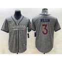 Denver Broncos #3 Russell Wilson Grey With Patch Cool Base Stitched Baseball Jersey