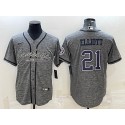 Dallas Cowboys #21 Ezekiel Elliott Grey With Patch Cool Base Stitched Baseball Jersey