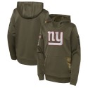 Youth New York Giants 2022 Olive Salute To Service Therma Performance Pullover Hoodie