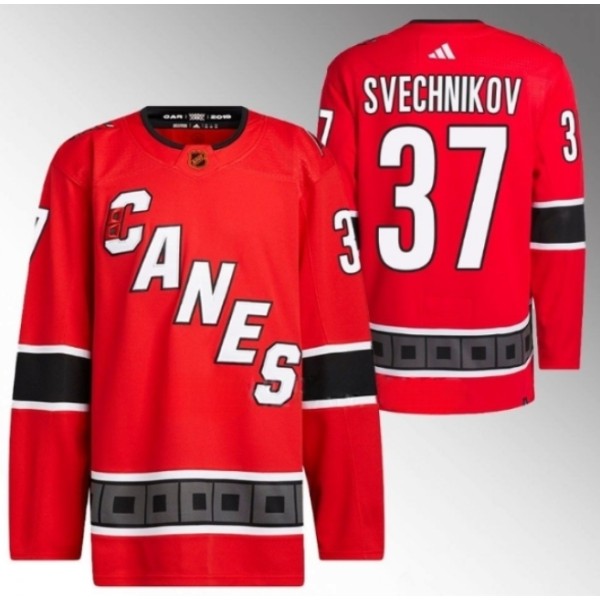 Carolina Hurricanes #37 Andrei Svechnikov 2022 23 Reverse Retro Red Stitched Jersey