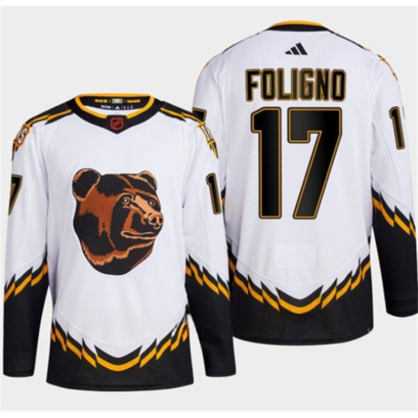 Boston Bruins #17 Nick Foligno White 2022-23 Reverse Retro Stitched Jersey
