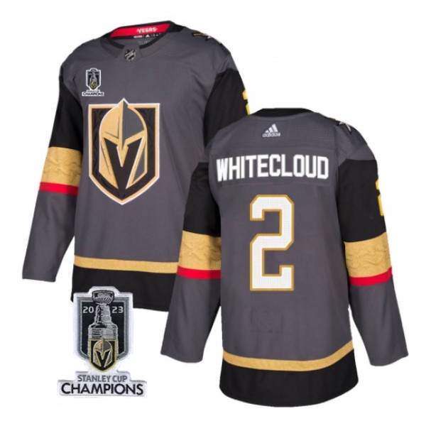 Vegas Golden Knights #2 Zach Whitecloud Gray 2023 Stanley Cup Champions Stitched Jersey