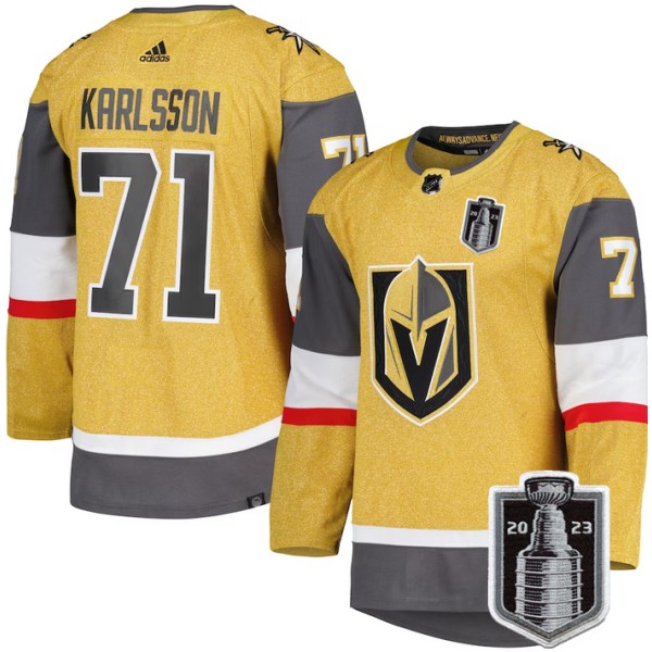 Vegas Golden Knights #71 William Karlsson Gold 2023 Stanley Cup Final Stitched Jersey