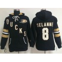 Anaheim Ducks #8 Teemu Selanne Black Women's Old Time Heidi NHL Hoodie