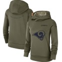 Women's Los Angeles Rams Olive Salute To Service Team Logo Performance Pullover NFL Hoodie
