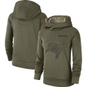 Women's Tampa Bay Buccaneers Olive Salute To Service Team Logo Performance Pullover NFL Hoodie
