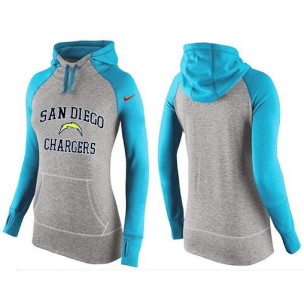 Women's Nike San Diego Chargers Performance Hoodie Grey   Light Blue