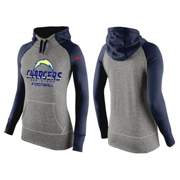 Women's Nike San Diego Chargers Performance Hoodie Grey   Dark Blue