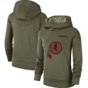 Women's Washington Redskins Olive Salute To Service Team Logo Performance Pullover NFL Hoodie
