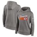 Women's Kansas City Chiefs Gray Super Bowl LVII Champions Iconic Fleece Pullover Hoodie(Run Small)